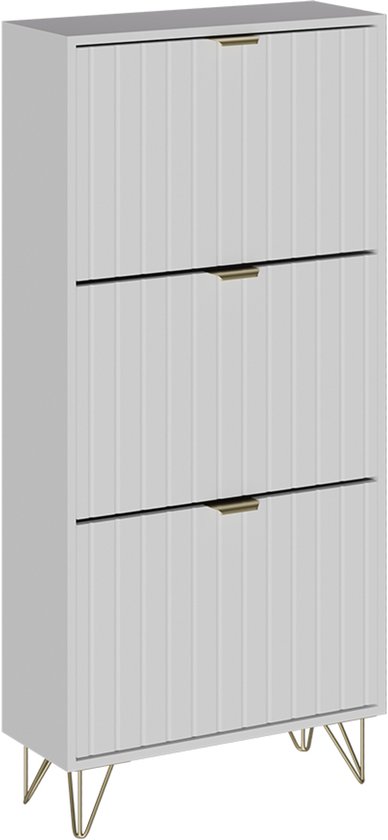 Mobile porta scarpe Ivo, Bianco, 90 x 181.5 cm con 3 scomparti, 1