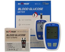 Bloedsuikermeter Startpakket - Bloedglucosemeter + 50 Teststrips en Lancetten - Draagtasje en Batterij Inbegrepen - Makkelijk Thuis Testen