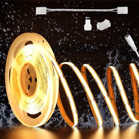 OULARA COB-ledstrip, 10 m, 2700 K, warmwit, dimbaar, 24 V, flexibele ledstripverlichtingsset met RF-afstandsbediening en voeding, CRI90 heldere onderbouwlamp voor thuis, doe-het-zelf decoratie OULARA COB-ledstrip, 10 m, 2700 K, warmwit, dimbaar, 24 V, flexibele ledstripverlichtingsset met RF-afstandsbediening en voeding, CRI90 heldere onderbouwlamp voor thuis, doe-het-zelf decoratie