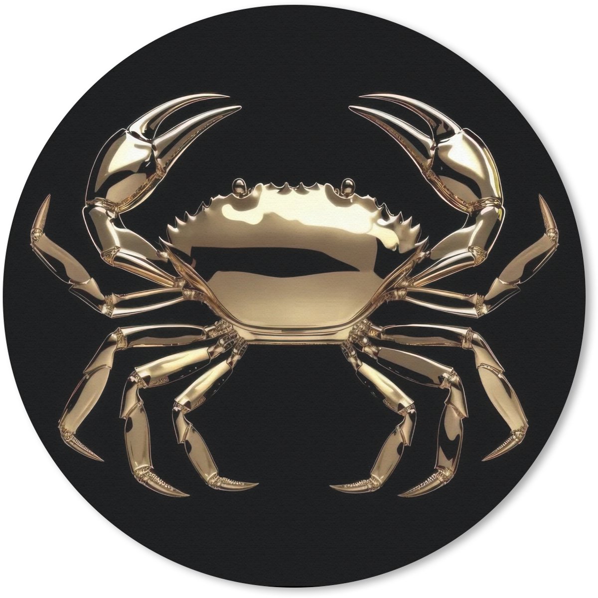 Muismat rond 20x20 cm - Mousepad Goud - Krab - Dieren - Zwart - Ronde muismatten