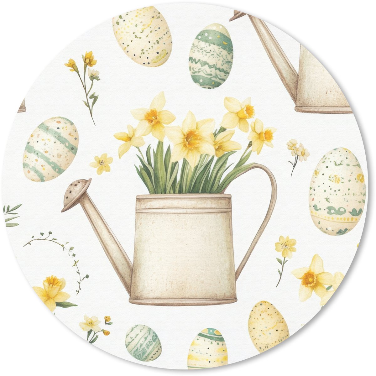 Muismat rond 20x20 cm - Mousepad Gieter - Bloemen - Eieren - Ronde muismatten