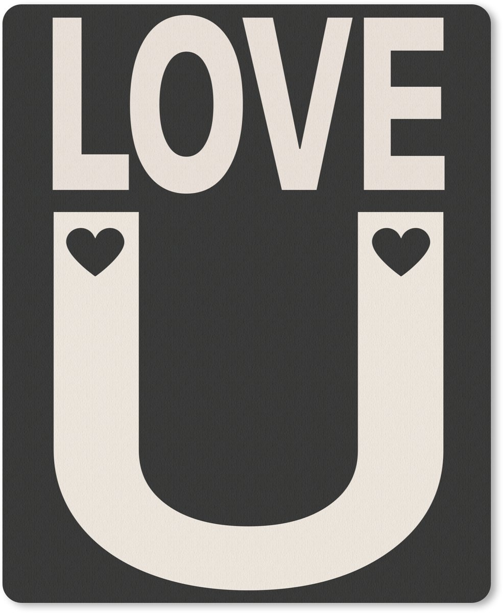 Muismat 19x23 cm - Mousepad Love - Zwart - Minimalistisch - Muismatten