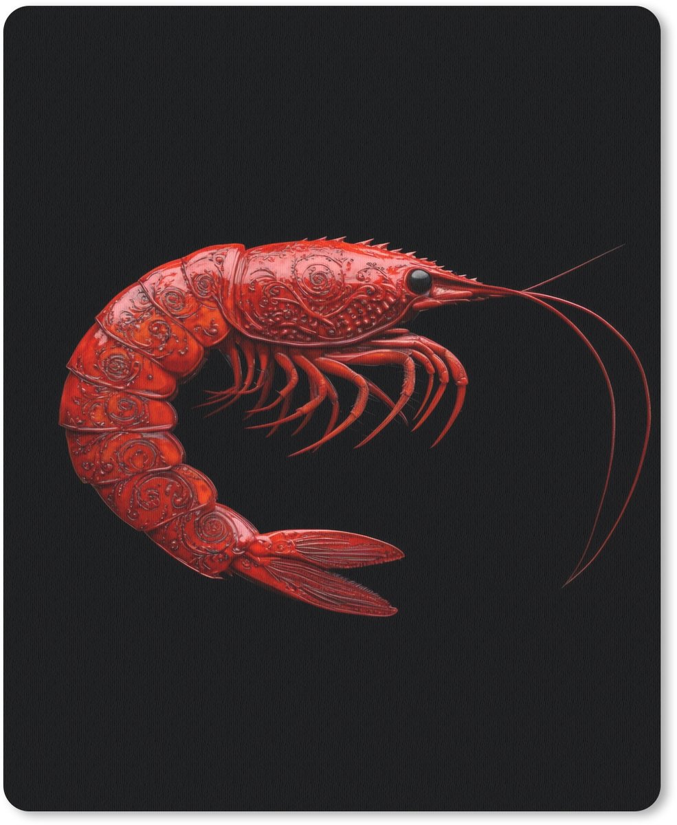 Muismat 19x23 cm - Mousepad Garnaal - Rood - Dieren - Muismatten