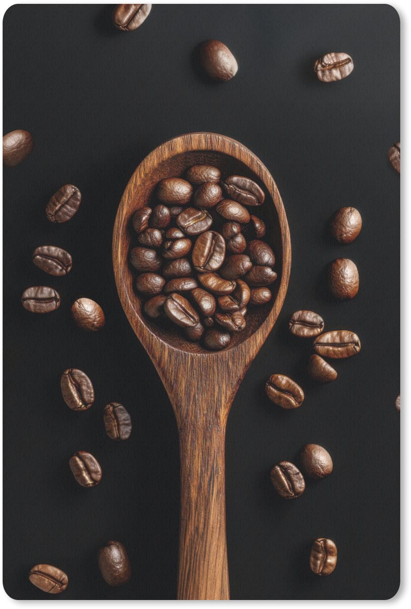 Muismat 18x27 cm - Mousepad Hout - Zwart - Koffiebonen - Muismatten