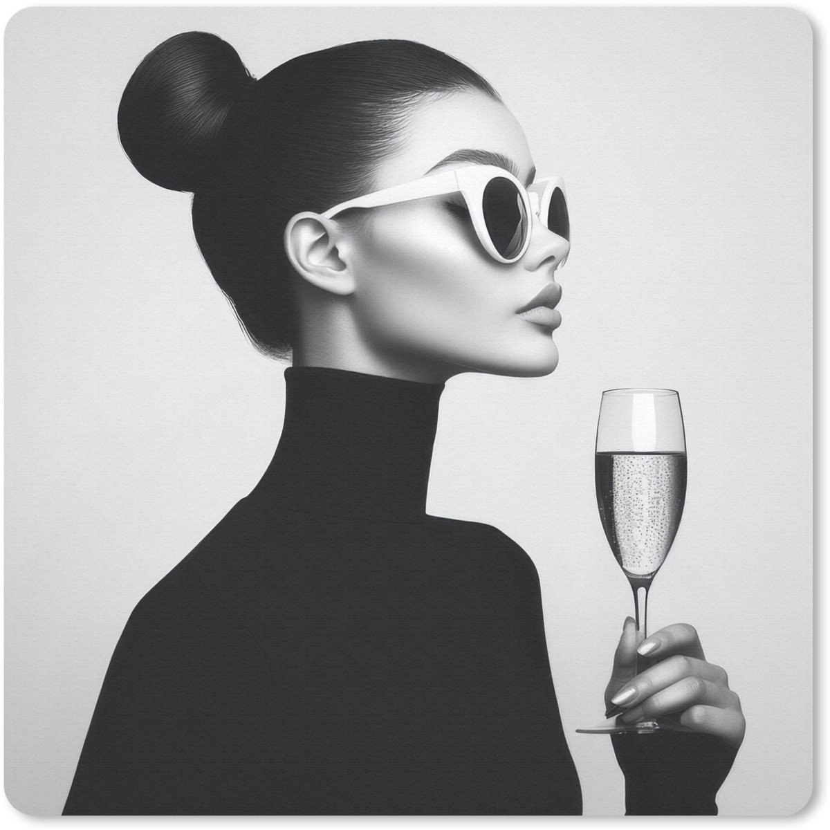 Muismat 20x20 cm - Mousepad Vrouw - Champagne - Modern - Muismatten