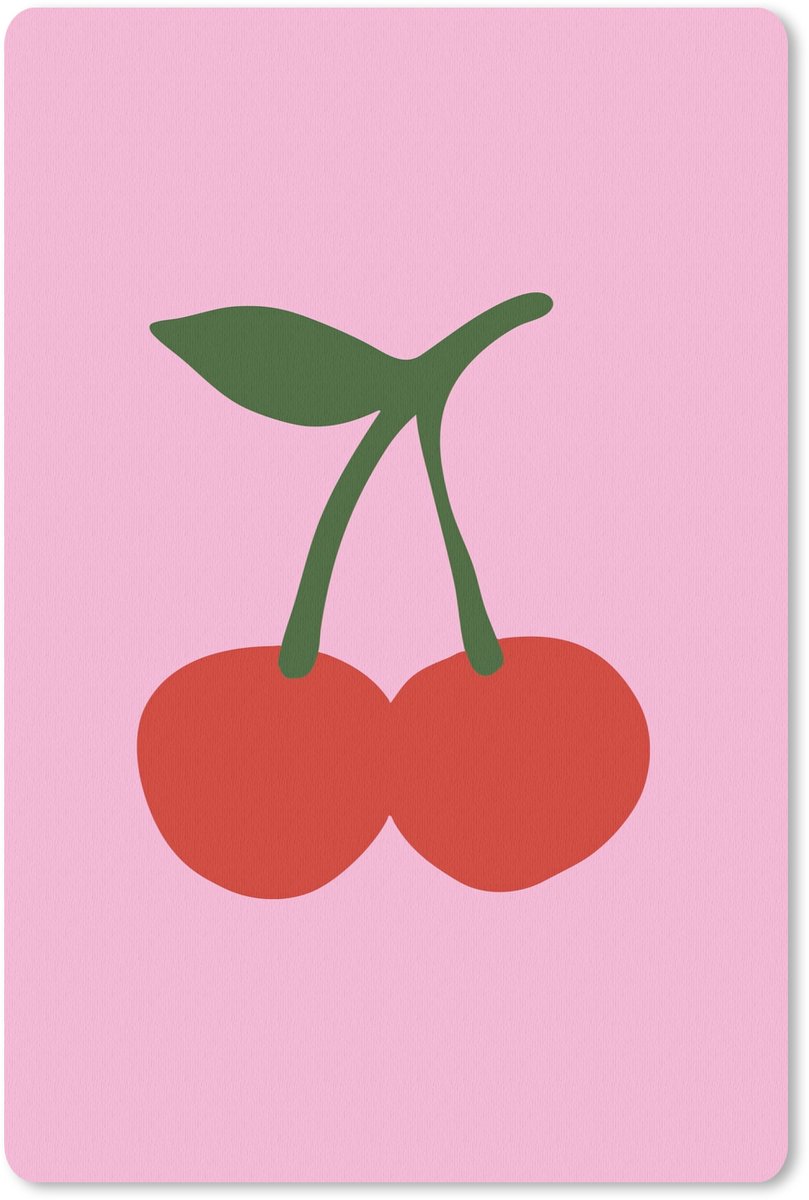 Muismat 18x27 cm - Mousepad Kersen - Roze - Illustratie - Muismatten