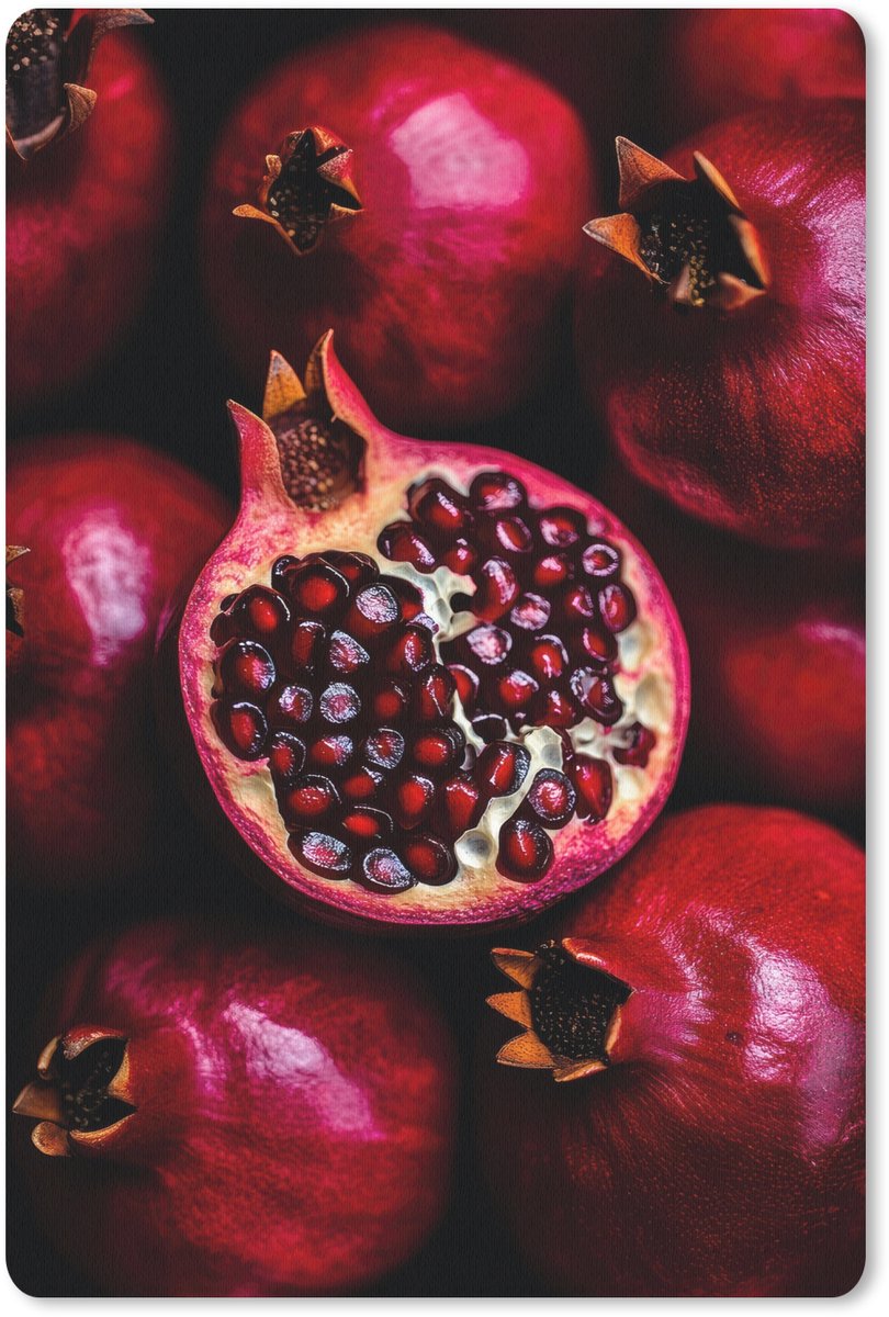 Muismat 18x27 cm - Mousepad Granaatappel - Rood - Fruit - Muismatten