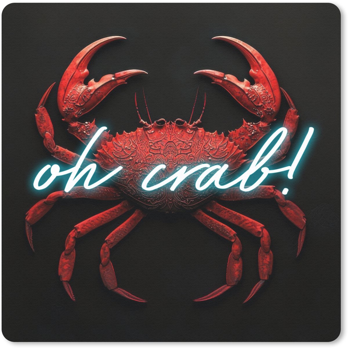 Muismat 30x30 cm - Mousepad Krab - Rood - Neon - Quote - Muismatten