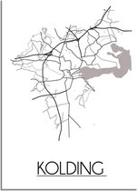 DesignClaud Kolding Denemarken Plattegrond poster A4 poster (21x29,7cm)