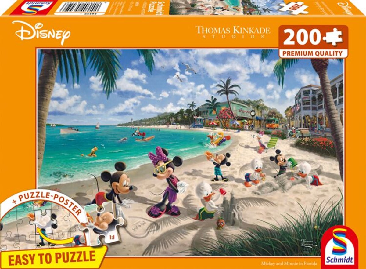 Schmidt puzzel - Thomas Kinkade Studios - Disney, Mickey & Minnie in Florida, 200 stukjes - Legpuzzel de 999 Games, édition Multicolore – boîte