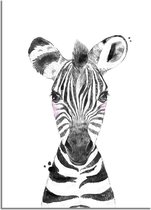 DesignClaud Zebra Kinderkamerposter A2 + Fotolijst zwart