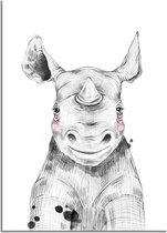 DesignClaud Neushoorn Kinderkamerposter A3 + Fotolijst wit