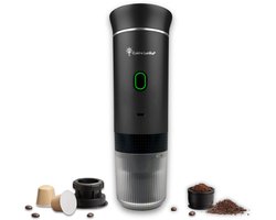 Draagbare koffiemachine - Cuisina Lumina ® - Hoogwaardige kwaliteit - 120 ML - Voor onderweg - Draagbaar koffiezetapparaat - Camping gadget - Oplaadbaar - Verwarmt water - Koffiecups & gemalen koffie - Espresso & Lungo - Matte zwart