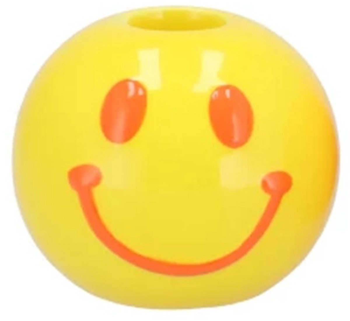 Smiley kaarsenhouder 7x7x6cm Geel/oranje