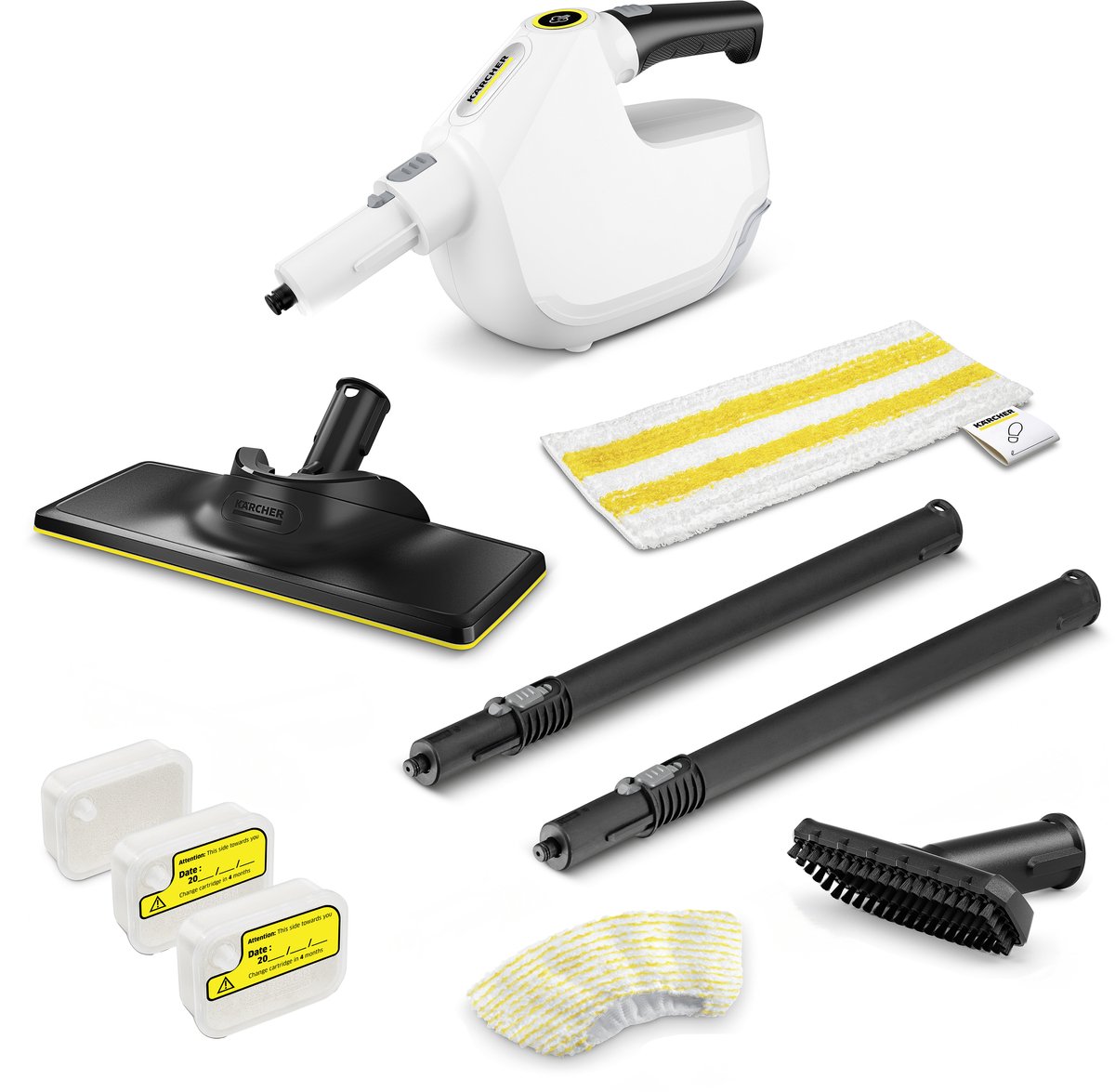 Kärcher SC 1 Multi & Up Ontkalking Set - Extra set ontkalkingspatronen (2 st.) - 4-in-1 stoomreiniger - Opwarmtijd 30 sec. - 1300 W - Oppervlakteprestatie 30 m² - Reservoir 200 ml