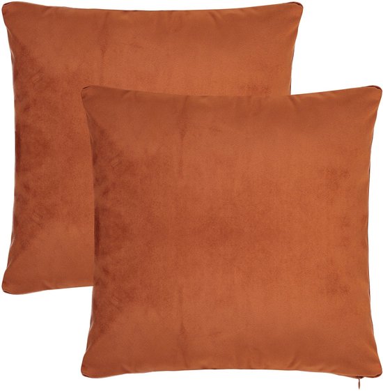 Housse de coussin Barbons 40x40, lot de 2 housses de coussin, taie d'oreiller, Rostbruin