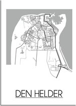 DesignClaud Den Helder Plattegrond poster  - A3 + Fotolijst wit (29,7x42cm)