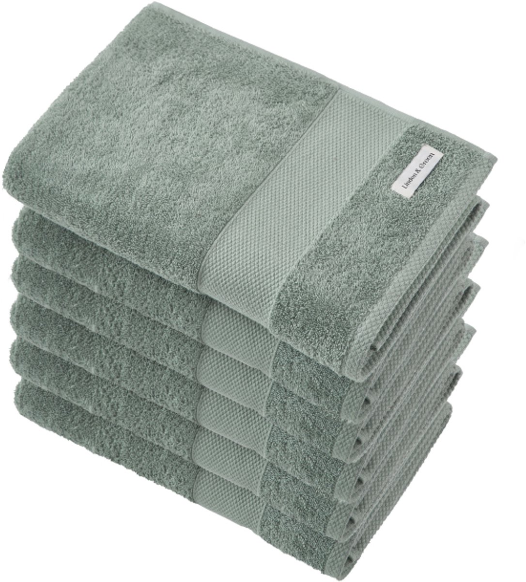 L&G - Badhanddoeken Set - 6 delig - 6 Badhanddoeken 70x140 cm - 100% Katoen - Badhanddoeken Groen - Towel - Handdoek Groen - Vintage groen