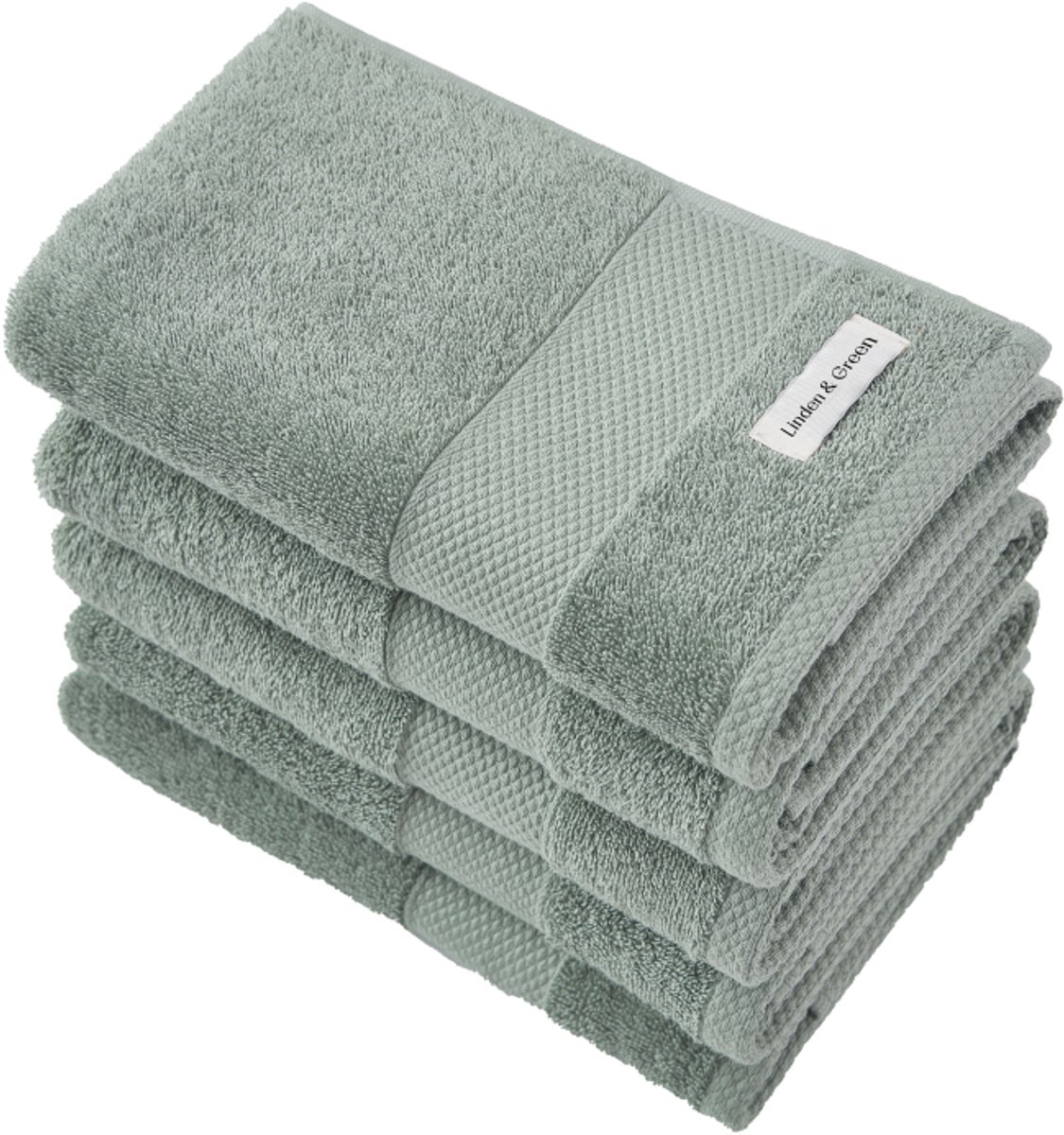 L&G - Handdoeken - 5 delig - 5 Badhanddoeken 50x100 cm - 100% Katoen - Groen Handdoek - Vintage Green