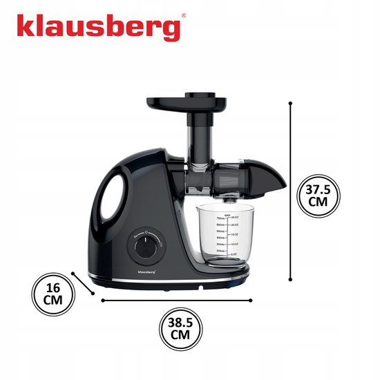 Klausberg Slow Juicer KB-7861 - 150W - Cold Press - Stille Juicer voor Groente, Fruit & Kruiden - BPA-vrij - Zwart - 700ml van Klausberg — afbeelding 5
