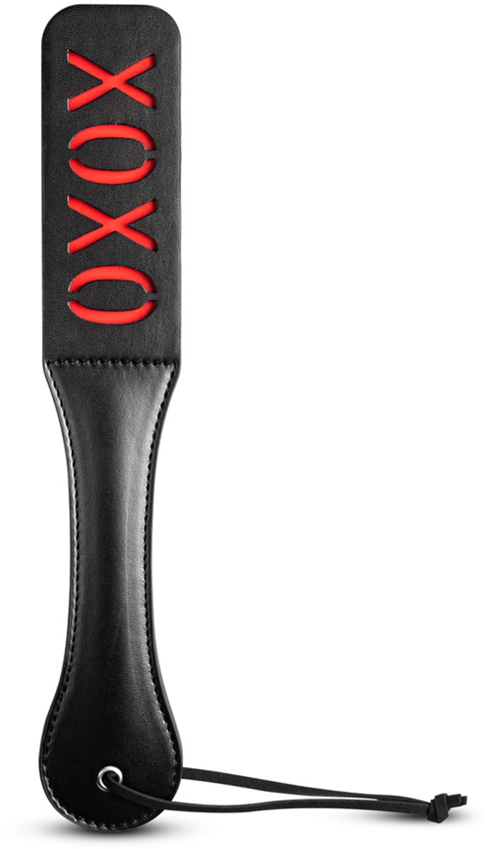BDSM Paddle XOXO – Zwart/Rood – PU Leer – Spanking Accessoire voor Sensueel Spel