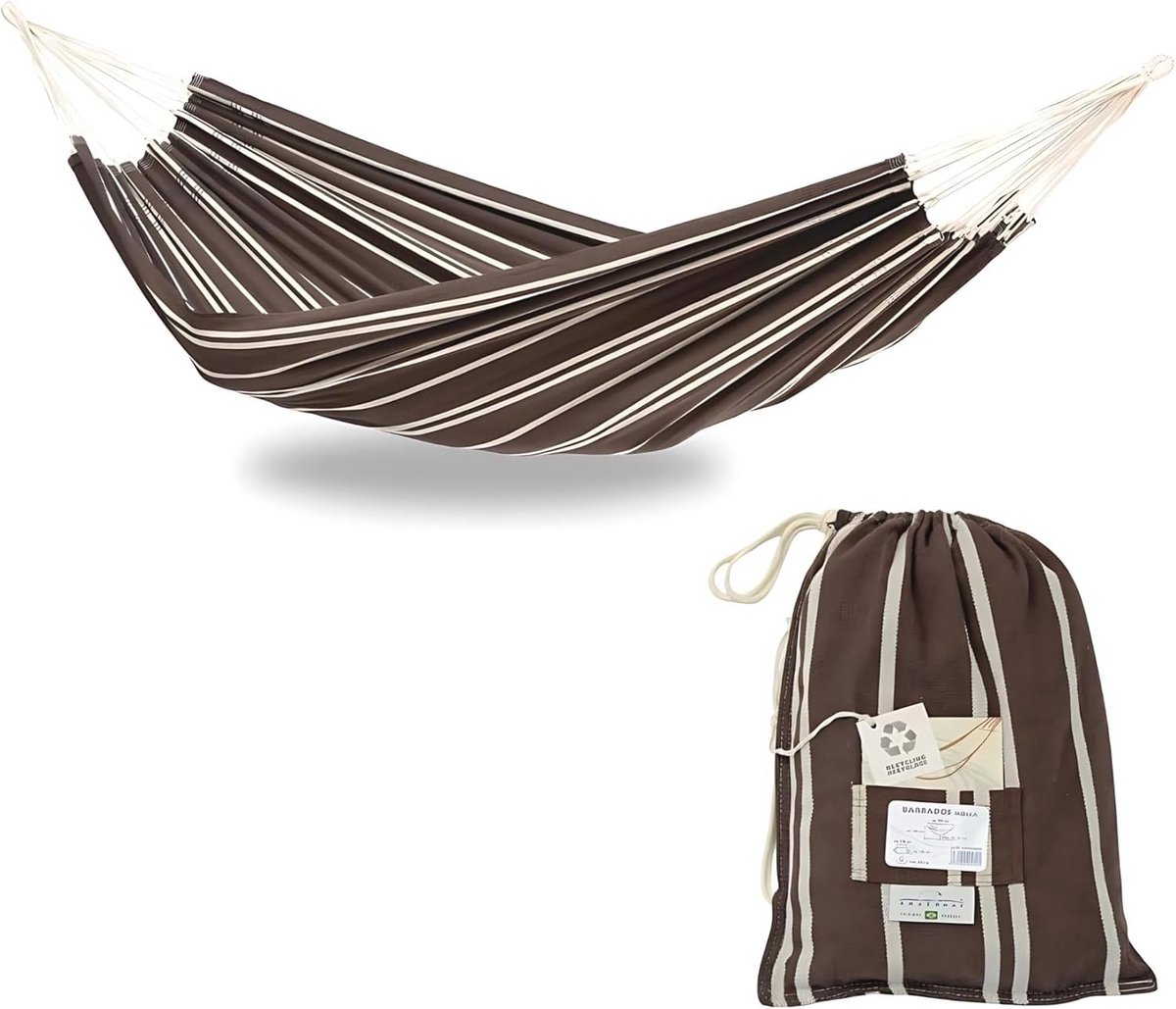 XL Hangmat voor 2 Personen - Bruin-Wit Gestreept - 200 kg Liftcapaciteit - 230 x 150 cm