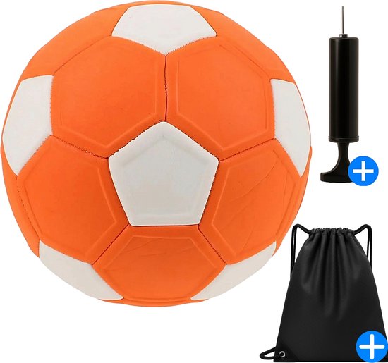 Bimivo Curve Bal - Curve Ball - Voetbal - Maat 5 - Oranje - Inclusief Ballenpomp & Opbergtas