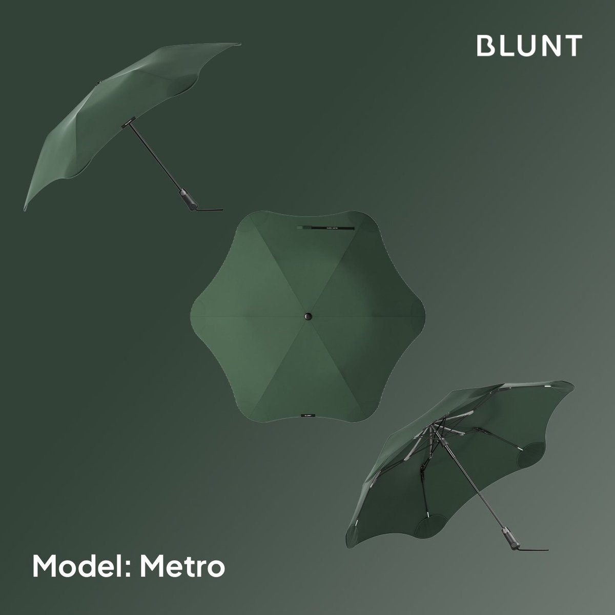 BLUNT Metro - Paraplu en Stormparaplu - Opvouwbaar en Winddicht tot 88 km/u - Automatisch Open - Lichtgewicht en Duurzaam - Ø 100 cm - Bosgroen