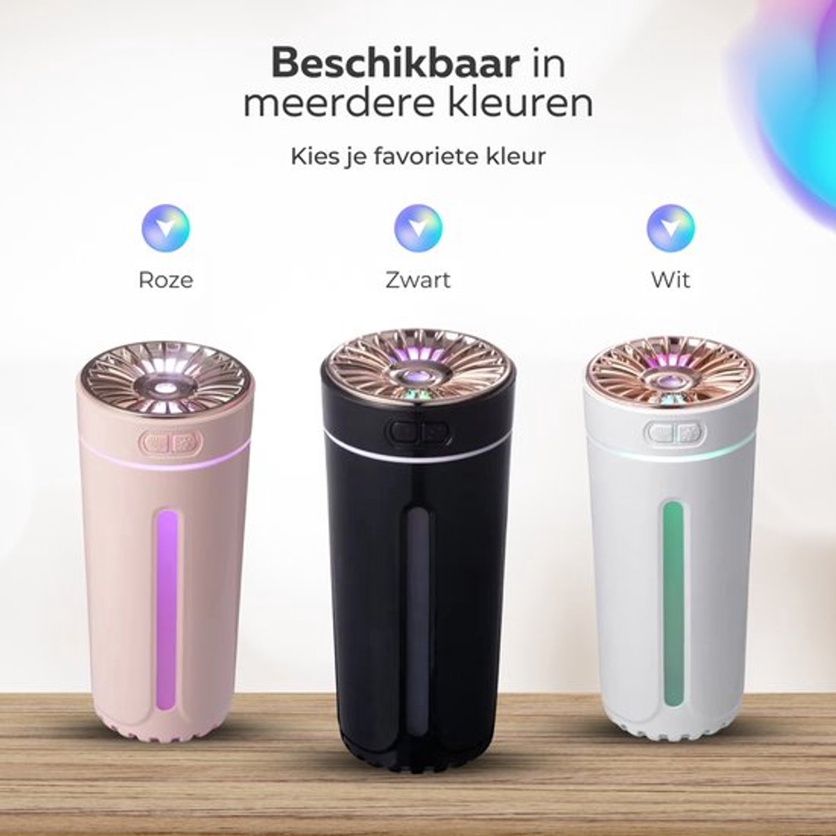 COCHO® Aroma Diffuser Draadloos 300ML - USB Humidifier - Luchtbevochtiger Met ultrasone - Zwart met led-verlichting - Voor kantoor, thuis, in de auto — cadeau in Wonen & Interieur - foto 3