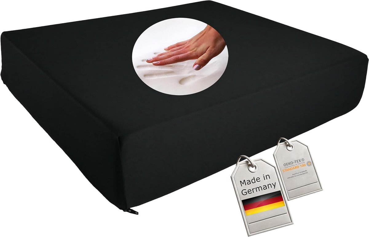 Ergonomisch drukverlagend viscoschuim zitkussen 52x45x10 cm - Wasbaar & antislip - Ideaal voor kantoor en rolstoel