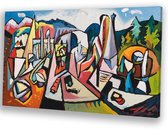 Architecture urbaine abstraite colorée - Toiles d'art urbain - Décoration murale murale bâtiments - Cubisme - Peintures Classique - Peintures - Toile 120x80 cm