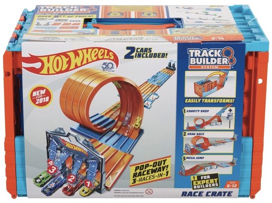 Hot Wheels XL Track Builder Racebaan – Race Crate – 2,45 Meter Lange Speelbaan – Compatibel met Alle Hot Wheels Auto’s – Voor Kinderen vanaf 4 Jaar