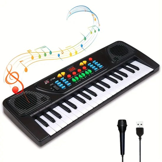37-Toetsen Elektronisch Toetsenbord Kinderen – Inclusief Microfoon – Educatief Muziekspeelgoed – USB & Batterij – Piano Keyboard voor 3-7 Jaar – Muziekinstrument voor Jongens & Meisjes – Cadeau
