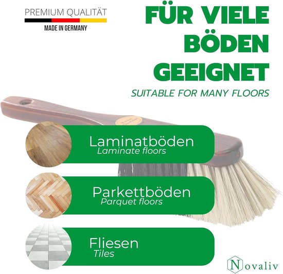Handborstel PAARDENHAAR mix bezem zachte haren - bruin gelakt hout handborstel gemengd paardenhaar - ideale garde autobezem paardenhaar mix natuurlijke haren handborstel handveger — afbeelding 5