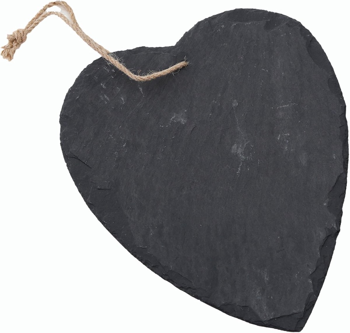 Leisteen hart om op te hangen met jute lint leisteen bord decoratie wanddecoratie (1,10 cm hart)