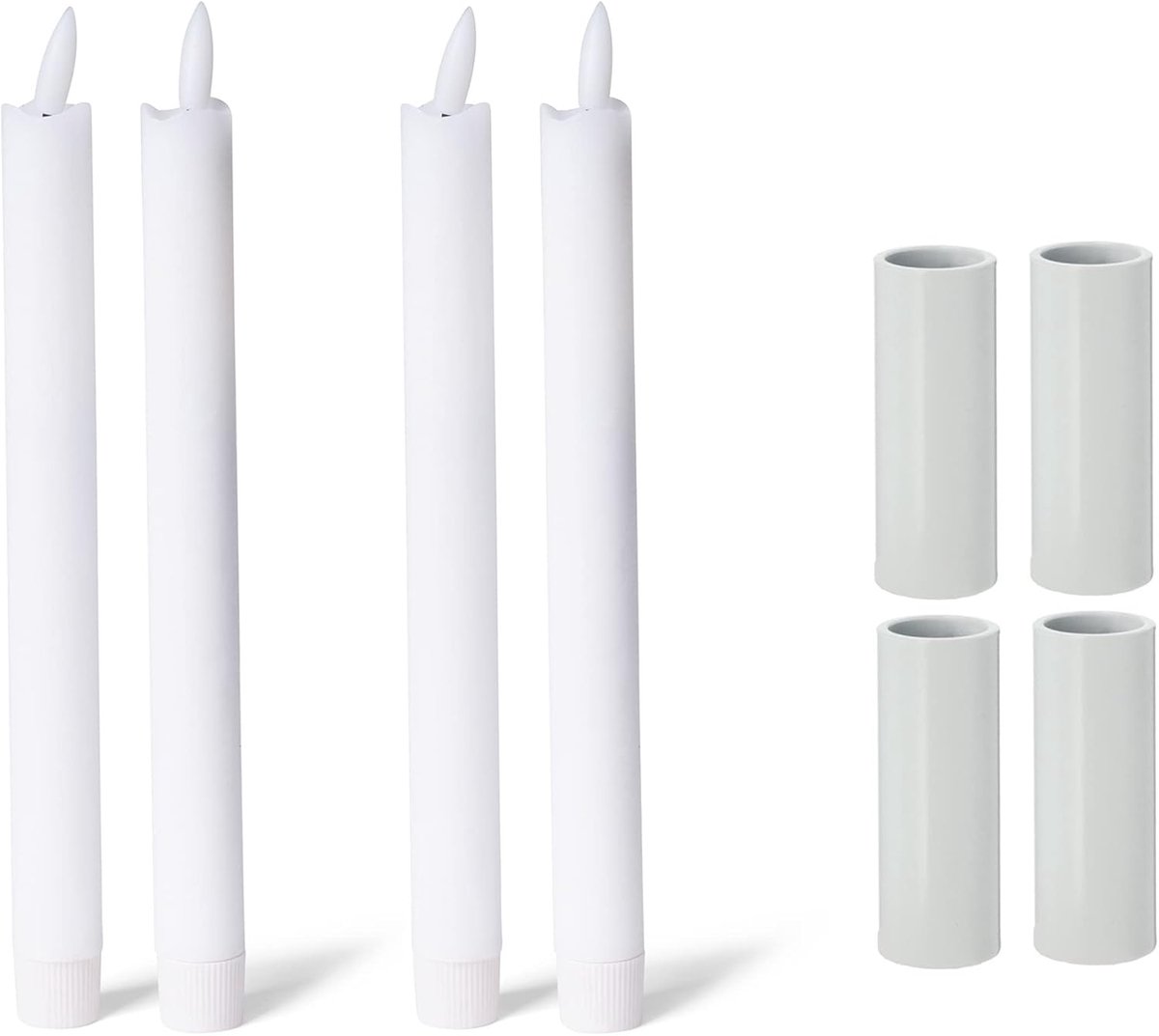 Novaliv 4x magnetische kaarsenhouders 2,8x5cm wit met LED-kaarsen premium echte wax tafelkaars elektrische kaarsenhouder woonkamerdecoratie kaarsenhouder stokkaarsen kersttafeldecoratie