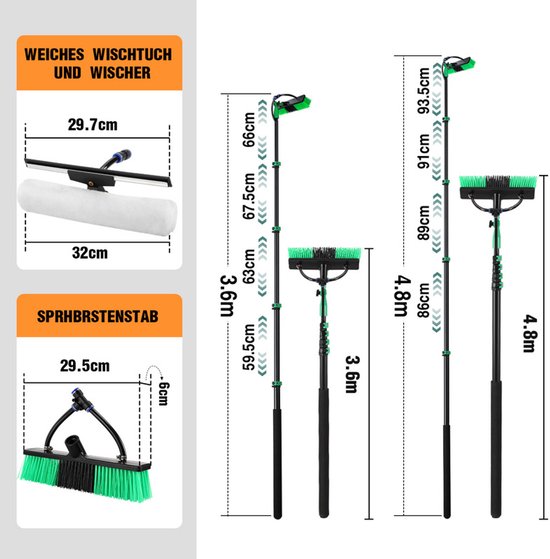 Telescopische Wasborstel - Roterende Borstelkop voor Efficiënte
