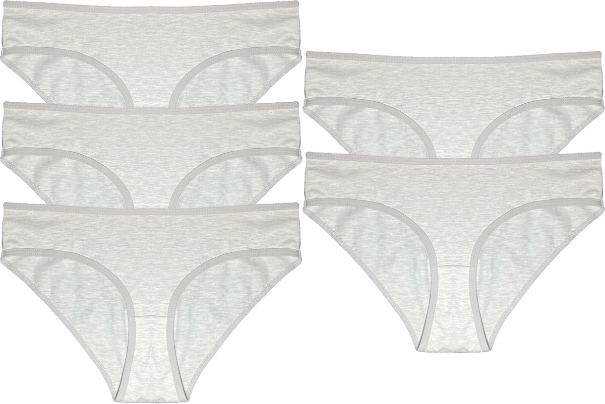 Amora - Dames ondergoed, Dames slip, Lingerie, Slips - 5 stuks - Egyptisch katoen - Grijs - 3XL