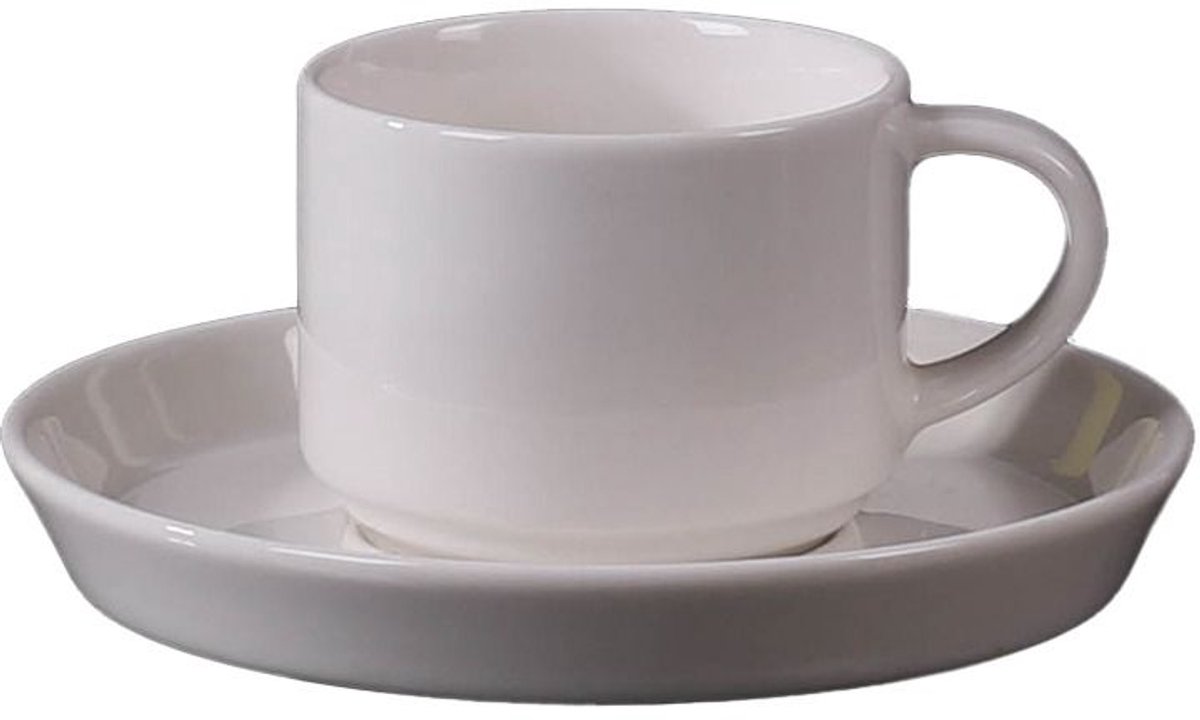 Bricard Porselein - Lunel Espresso Set - 90ml - Set van 12 - Wit - Turkse Koffie Kopjes met Schoteltjes