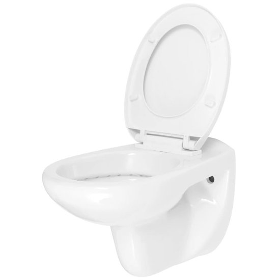vidaXL Hangend toilet met soft-close toiletbril keramiek wit