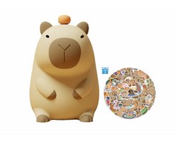 KoningBen® Capybara Lamp - Capibara - Inclusief 50 Capybara Stickers - met Touchfunctie & LED – USB Oplaadbaar – Nachtlampje Kinderen & Baby