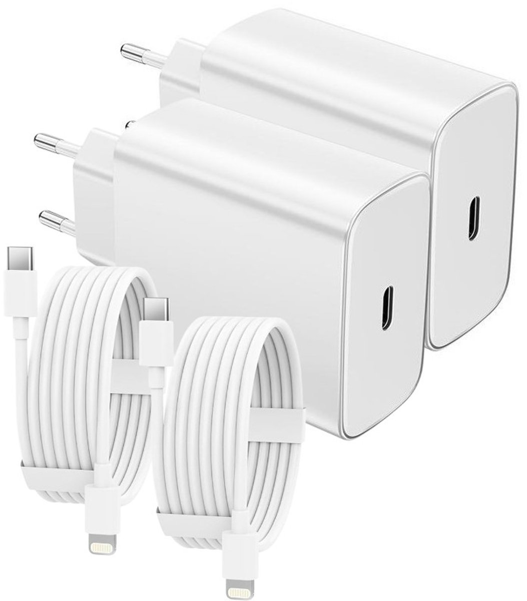 USB C Snellader 45W + Kabel 3M - 2 Pack - Oplader - Fast Charger USB-C-Adapter - Wit