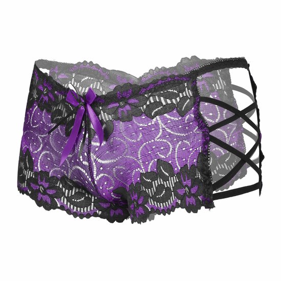 Sous-vêtements sexy - Lingerie sexy - Sous-vêtements en dentelle - Petit - Sous-vêtements à bretelles - Violet et noir - Polyester - CHPN