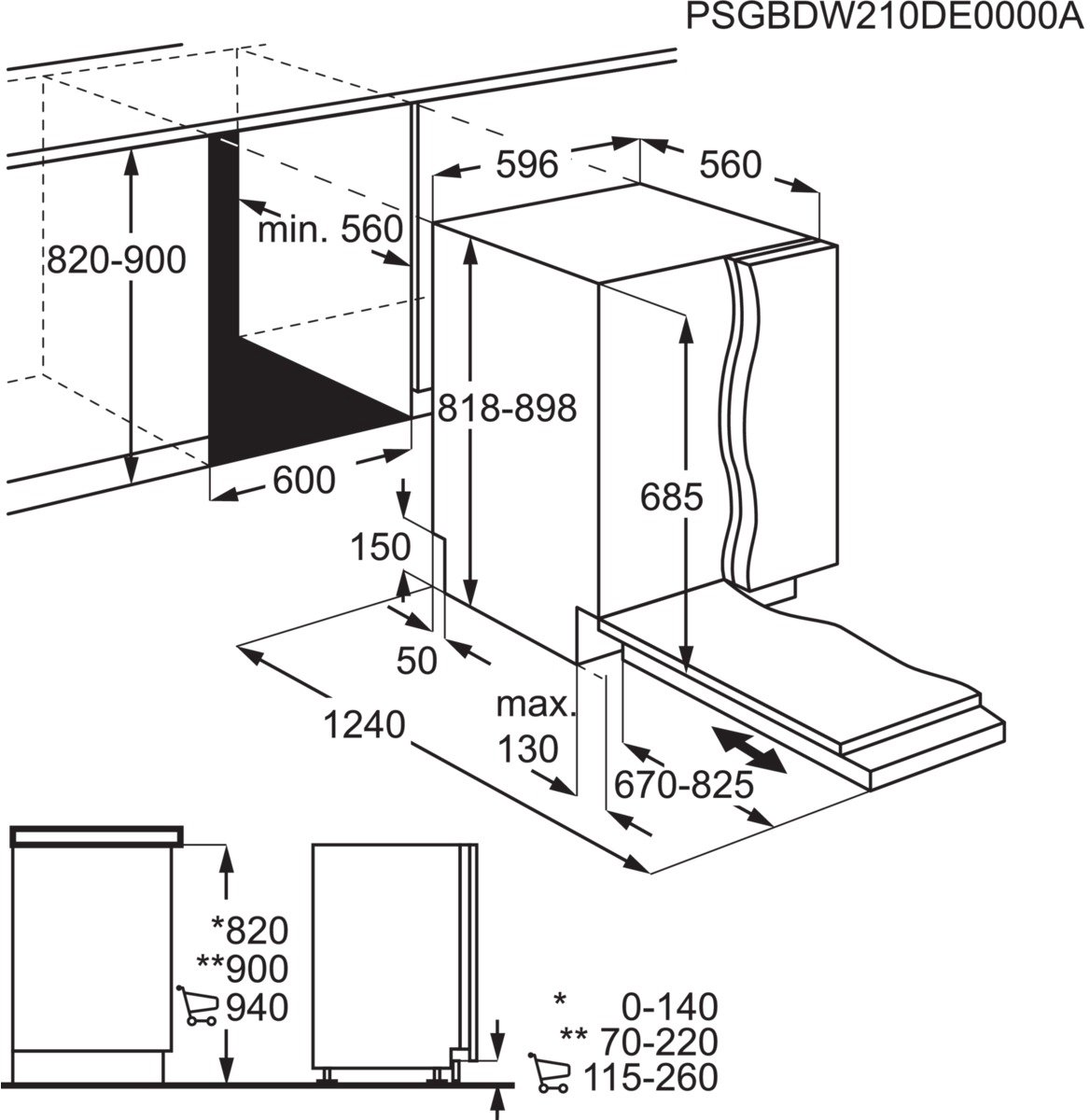 AEG FSE7674XP 5000 serie - Inbouwvaatwasser - AirDry - 14 couverts - Energielabel A — afbeelding 2