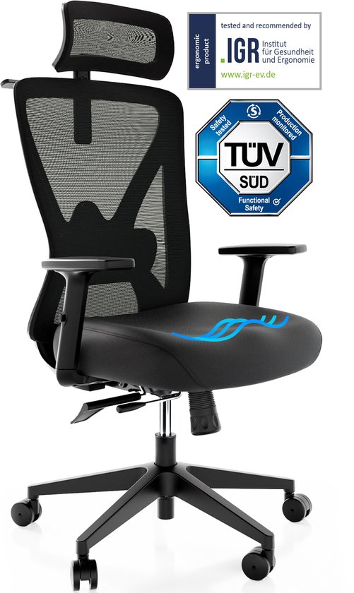 Backerz® Ergonomische Bureaustoel – Volledig Verstelbaar, NEN-EN1335 gecertificeerd tot 150kg – Office Chair