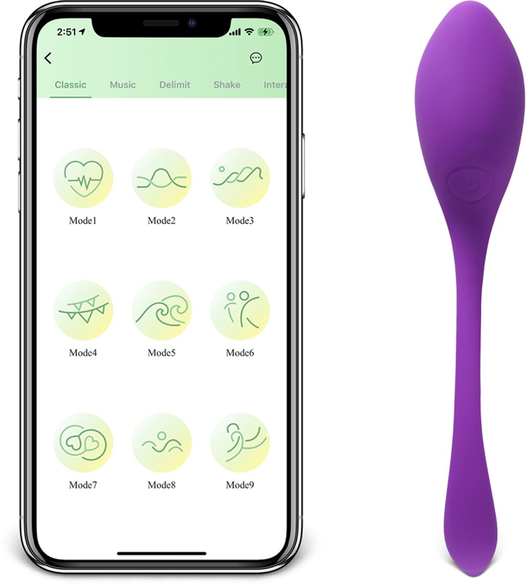 Draadloze App Vibrator – Slim Kegelbal met 9 Vibratiestanden – Interactieve Bediening via Smartphone – Stil & Oplaadbaar – Paars