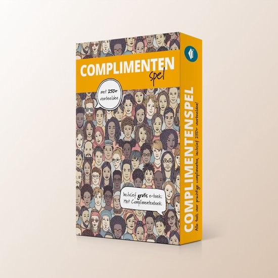 Doos Complimentenspel met 250+ voorbeelden, inclusief gratis e-boek.