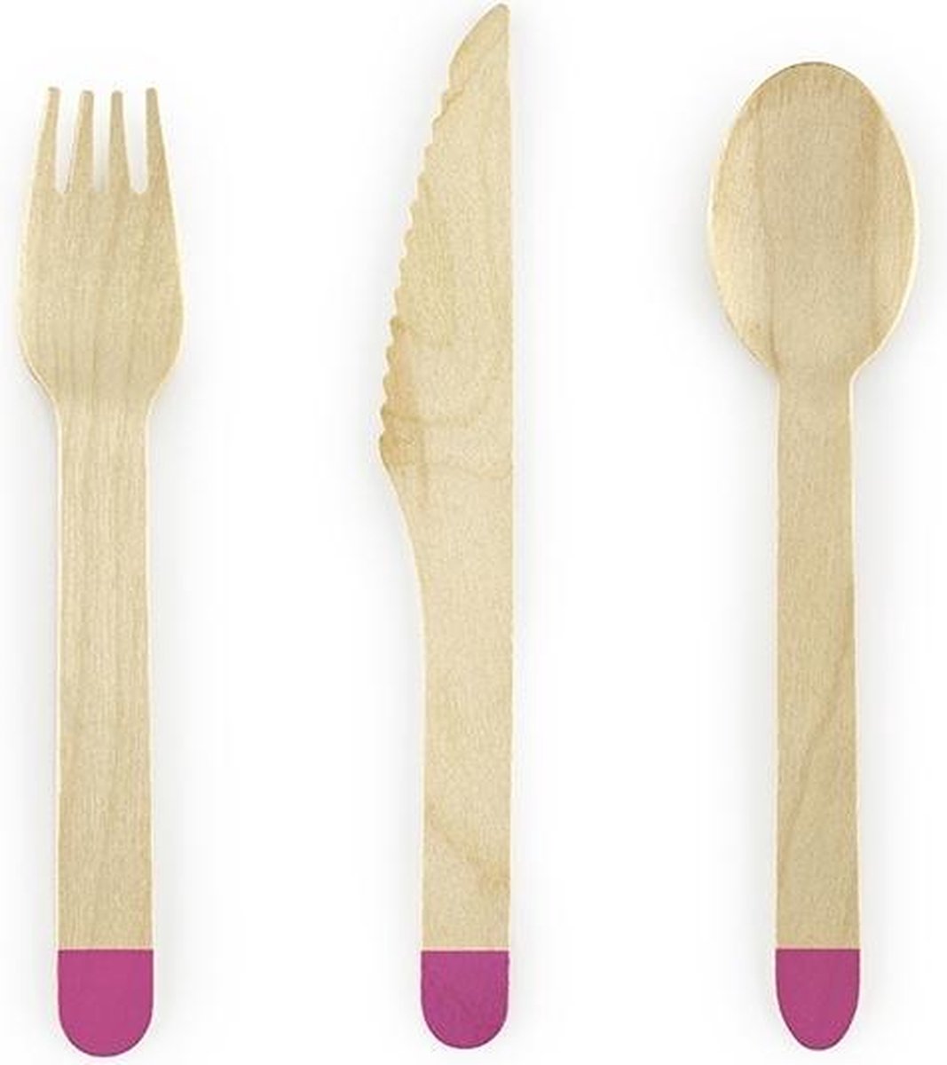 Houten Bestek Roze 16cm 18 delig