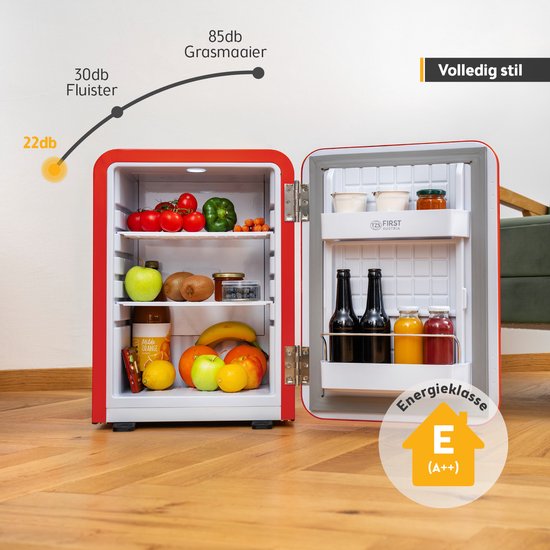 TZS First Austria Mini koelkast - Minibar - 40 liter - Vrijstaand - Volledig stil 22dB - Retro - Rood van TZS First Austria — afbeelding 3