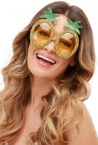 Smiffys - Tropical Pineapple Glitter Kostuum Bril - Geel